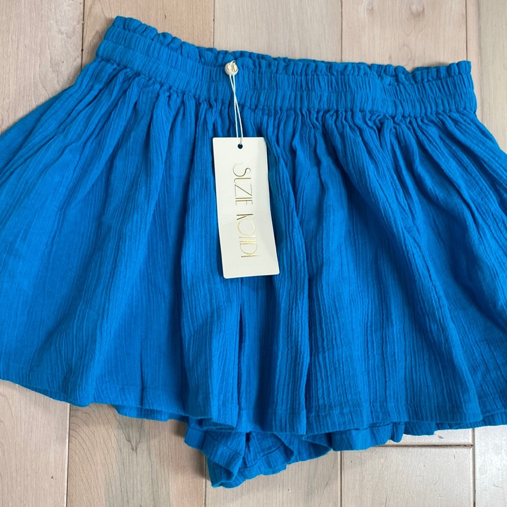 Suzie Kondi green side pockets gauze cotton play shorts blue - Picture 2 of 12